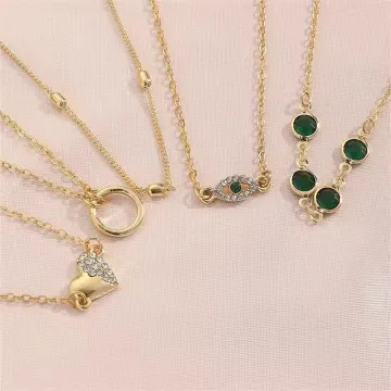 5 pcs Green Gemstone Love Eyes Round Bracelet Set